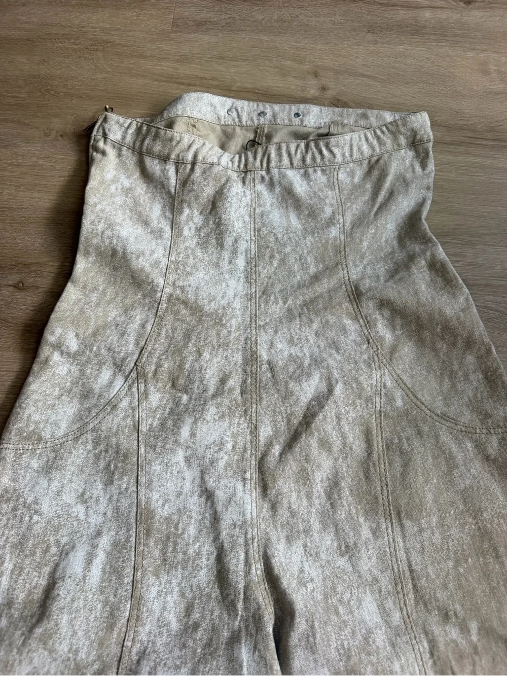ZARA Printed linen blend jumpsuit Strapless Wide Leg Resort SZ M